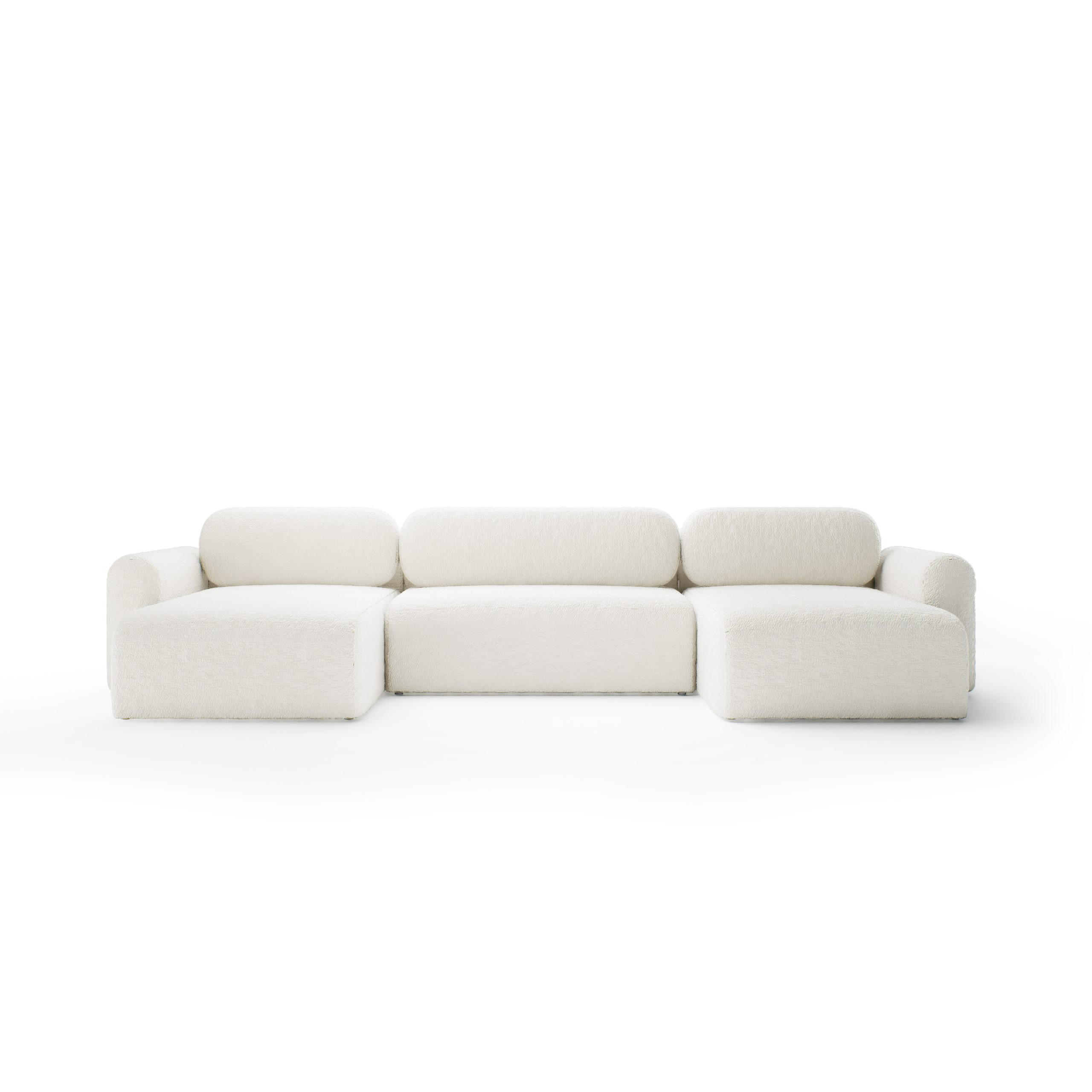 WOHNLANDSCHAFT mit Schlaffunktion Thekla U, Creme - Creme, Textil (366/70/150cm) - Fedve