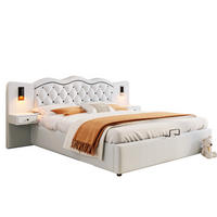 POLSTERBETT 180/200 cm beige mit integriertem Kopfteil und USB-Anschluss - Beige, Textil (180/200cm) - OKWISH