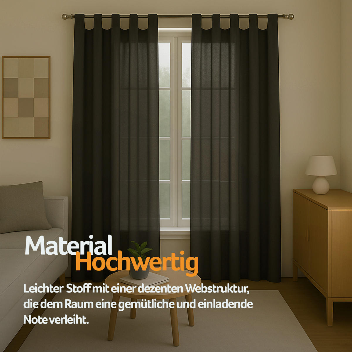 SCHLAUFENSCHAL blickdicht 140x245 cm Schwarz 2er-Pack - Schwarz, Textil (140/245cm)