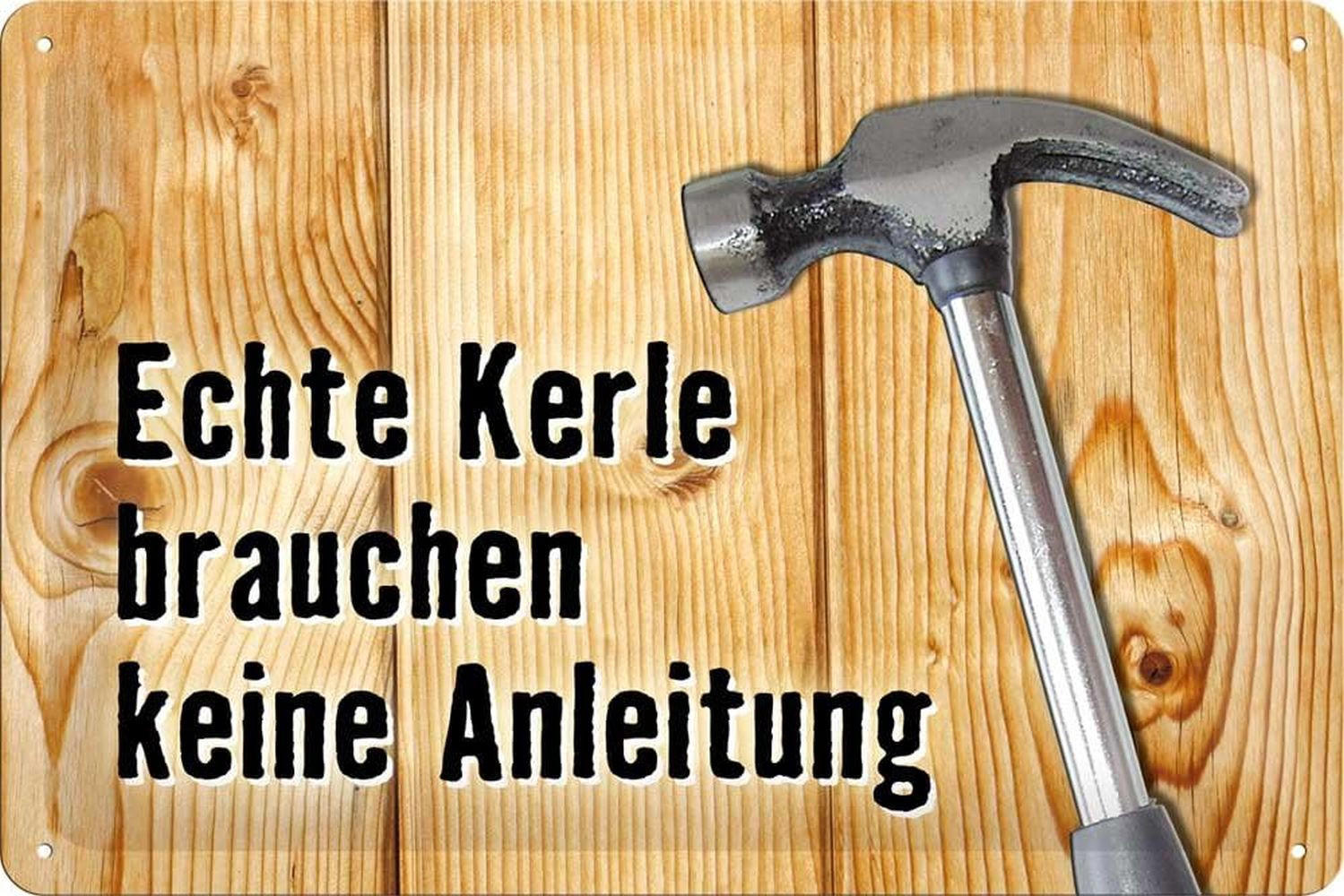 BLECHSCHILD 20/30 cm Echte Kerle brauchen keine Anleitung - Multicolor, Metall (30/20/0.2cm) - Nostalgic-Art