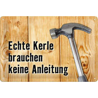 BLECHSCHILD 20/30 cm Echte Kerle brauchen keine Anleitung - Multicolor, Metall (30/20/0.2cm) - Nostalgic-Art