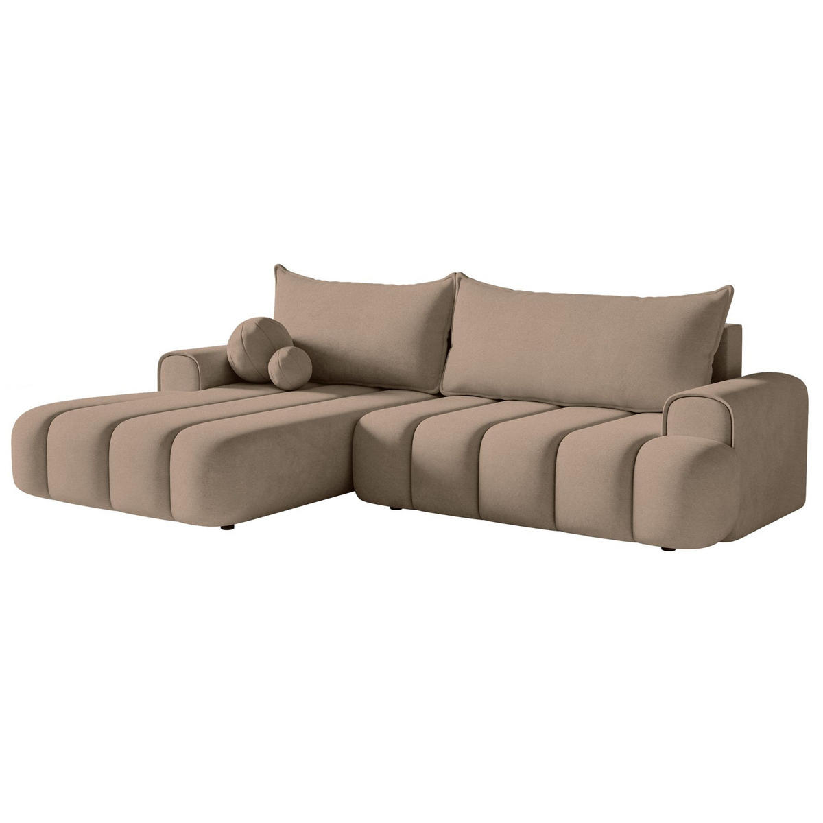 ECKSOFA Dandelino Dunkelbeige mit Samtbezug, links - Beige/Schwarz, Kunststoff/Textil (275/168cm) - Selsey
