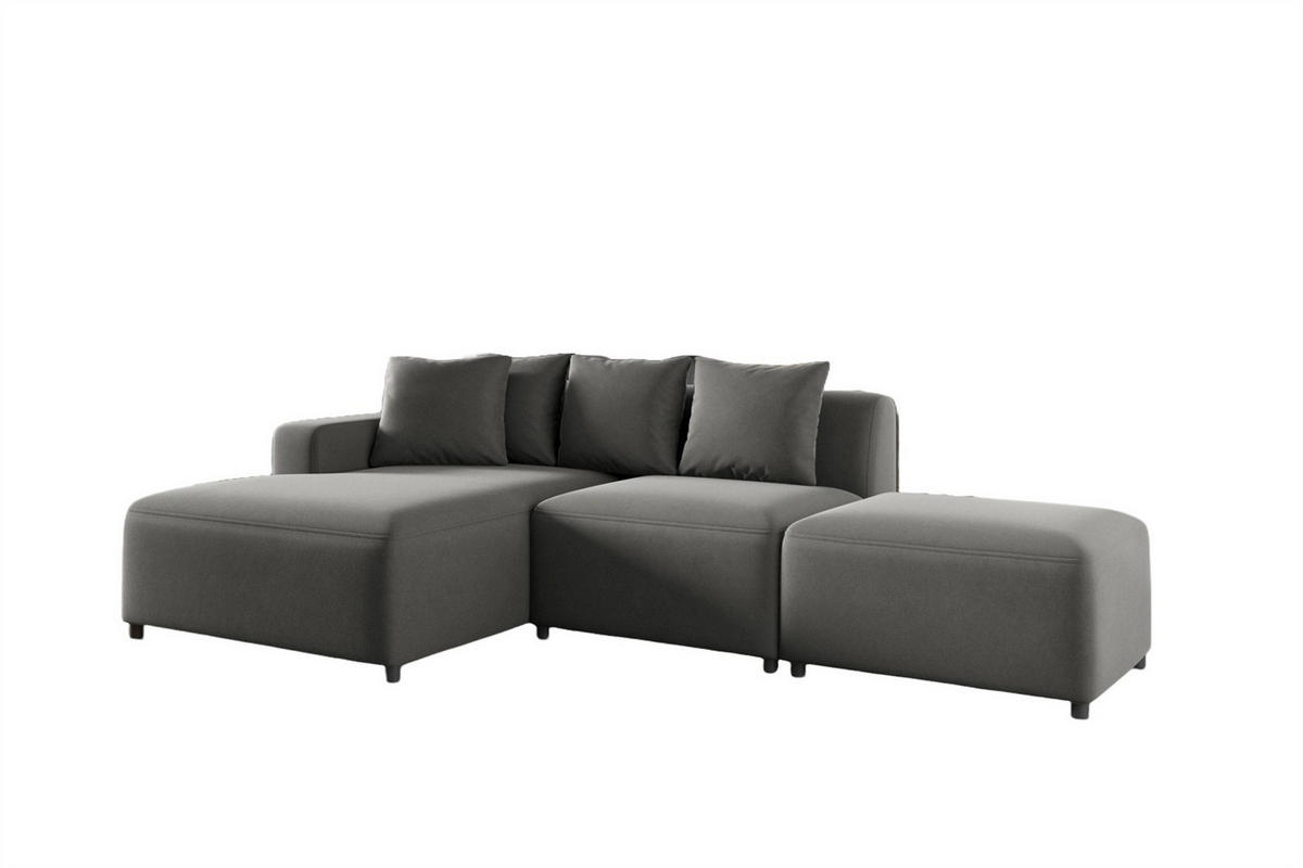 ECKSOFA Megan Xs In Stoff Salvador - Grau, Holzwerkstoff/Textil (304/165cm) - Fun Möbel