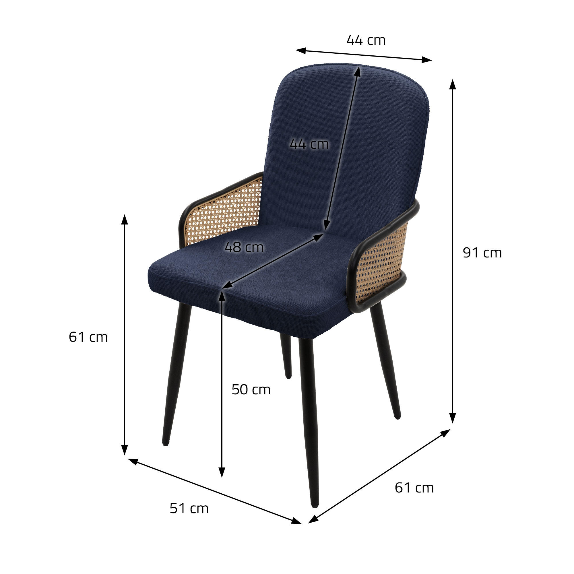 Thumbnail - Ml-Design Esszimmerstühle, Dunkelblau, Textil, 51x91x61 cm, Esszimmer, Stühle, Esszimmerstühle, Vierfußstühle
