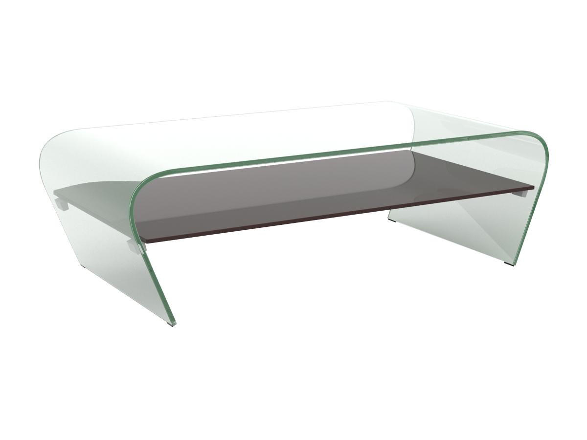 COUCHTISCH mit Ablage - Glas Design - Transparent & Schwarz - KELLY - Transparent/Schwarz, Glas (120/60/37cm) - Vente-Unique