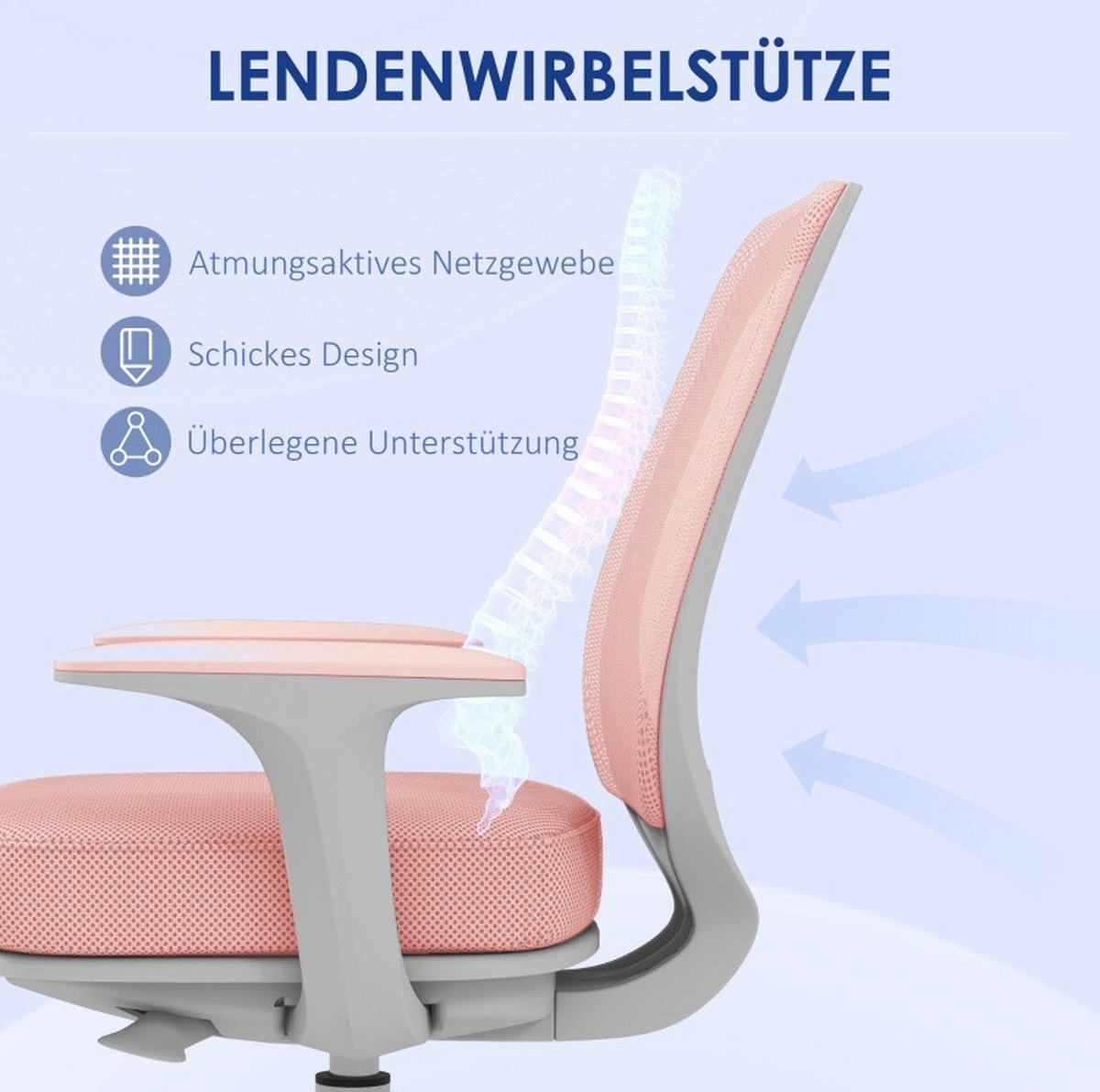 DREHSTUHL 55/48/82,5-94,5 cm rosa aus Polyester höhenverstellbar mit Drehfunktion - Pink, Kunststoff (48/94.5/55cm) - OKWISH