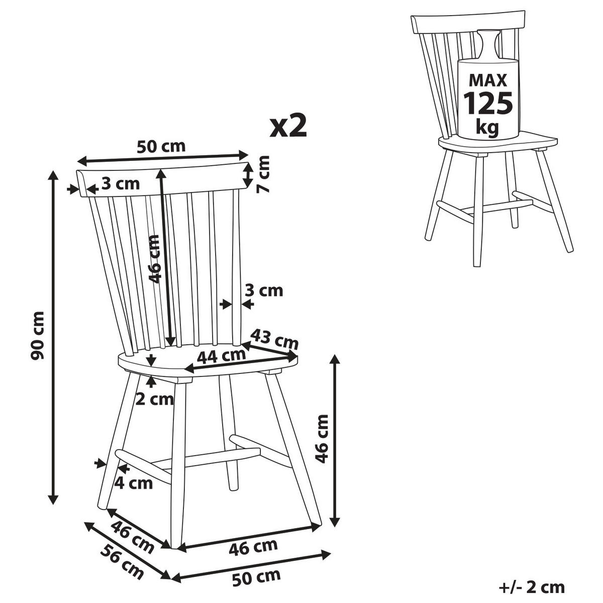 ESSZIMMERSTUHL 2er-Set Holz Braun Burges - Braun, Holz (50/90/56cm) - Beliani