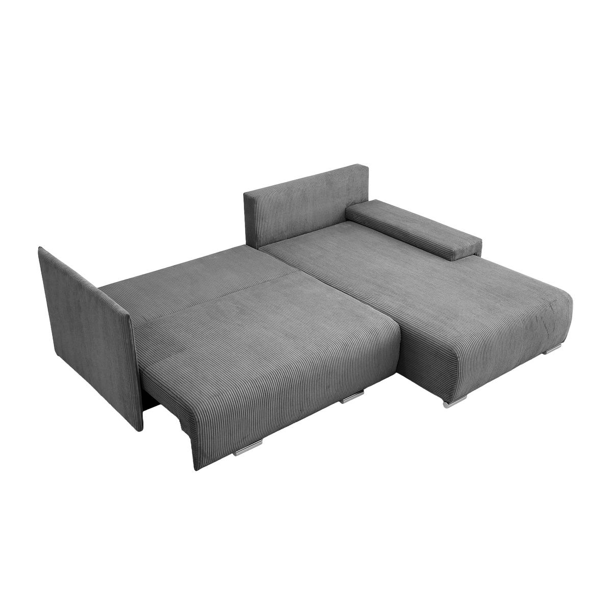 ECKSOFA TRAWANGA L mit Schlaffunktion, Grau - Grau, Textil (246/188cm) - Fedve