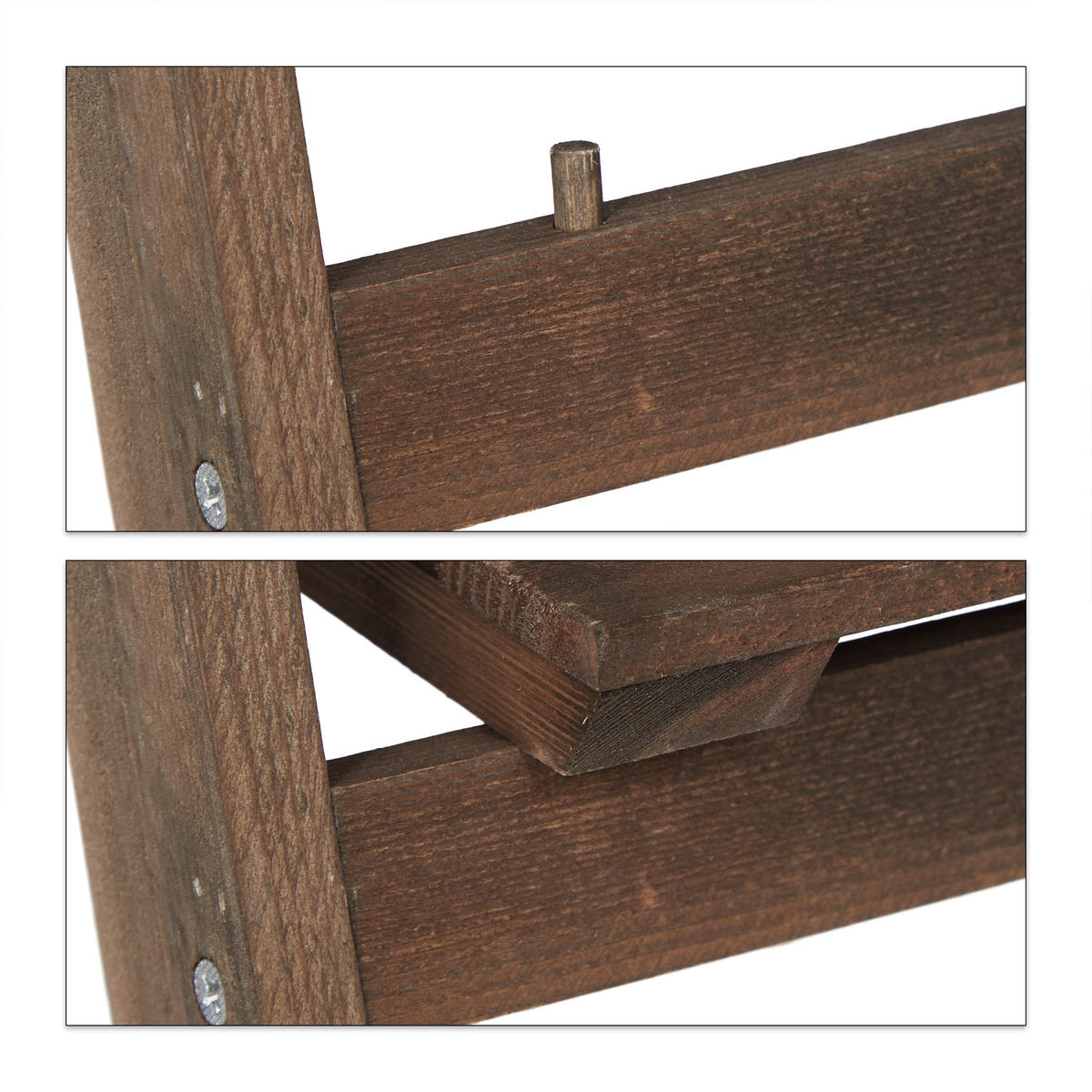 BLUMENTREPPE - Dunkelbraun, Holz (41/108/40cm) - Relaxdays