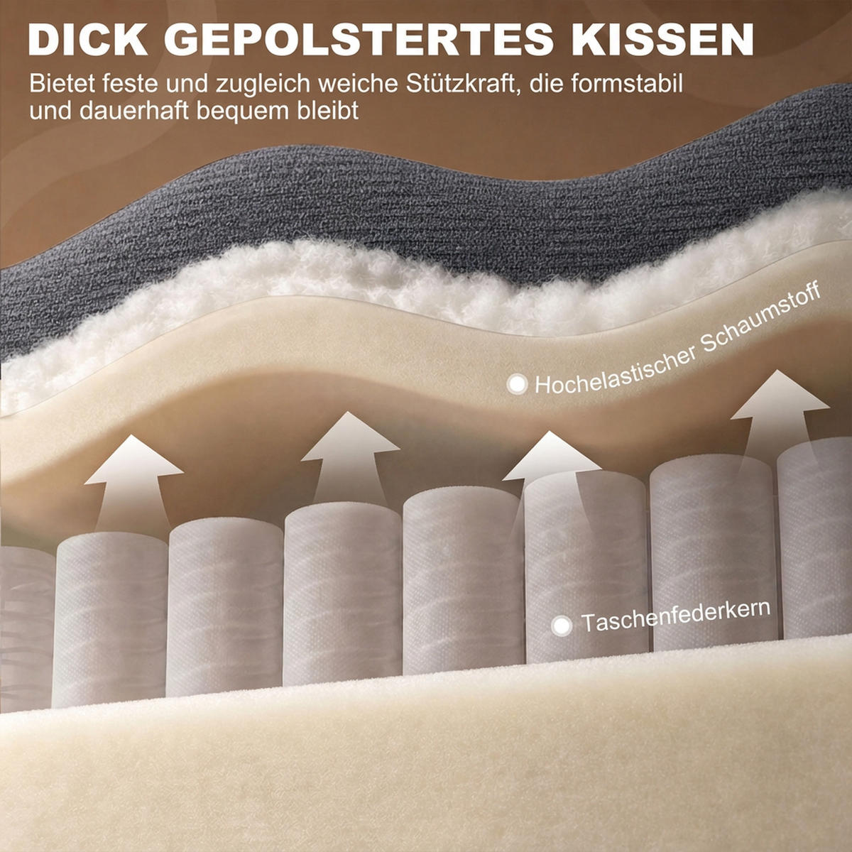 RELAXSESSEL mit Aufstehhilfe Polyester Dunkelgrau - Greige/Dunkelgrau, Textil/Metall (83/106/93cm) - HOMCOM