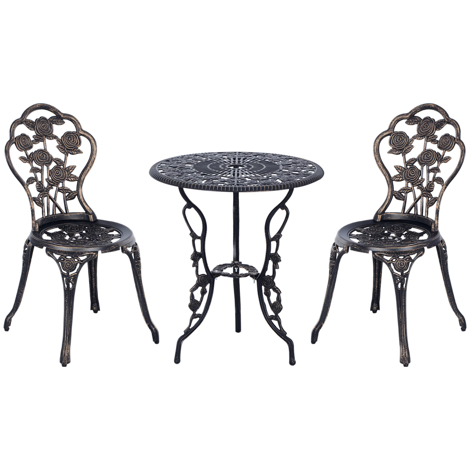 BISTROSET DE-07354 mit Gussrosenmuster und Schirmloch Bronze - Bronzefarben, Metall - ComfortXL