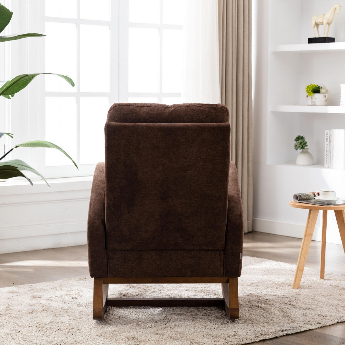 SCHAUKELSTUHL Leinen Kaffee - Braun, Holz/Textil (69/101/94cm) - Urban Meuble