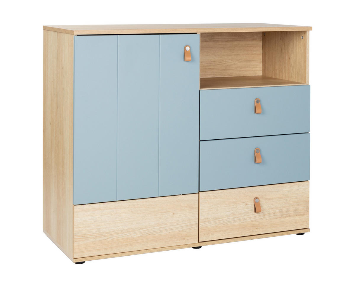 BABYZIMMER SET Roofy 2-tlg. Soft-Close - Salbeigrün/Eichefarben, Leder/Holz (1/1/1cm) - arthur berndt