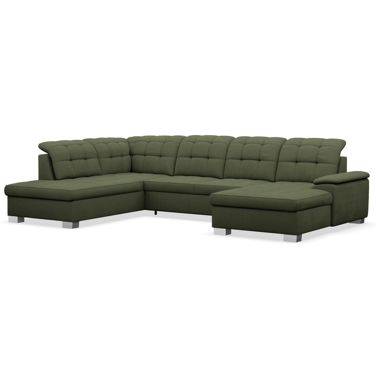 WOHNLANDSCHAFT Jamaal Khaki rechtsseitig - Schwarz/Grün, Textil (330/106/212cm) - Selsey