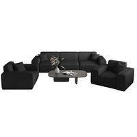 SOFASET Celes Premium 3-1-1 Stoff Scala - Schwarz, Holzwerkstoff/Textil (225/73/88cm) - Fun Möbel