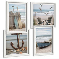 BILDER SET 4er Set - 50x50 cm & 40x60 cm Weißer Rahmen - Sommerstrände, Meereslandschaft - Weiß, Kunststoff (50/50cm) - TULUP