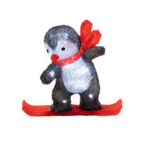 WINTERDEKORATION Pinguin auf einem Snowboard 32,5/13,2/30,3 cm - Multicolor, Kunststoff (13.2/30.3/32.5cm) - Fééric Lights and Christmas