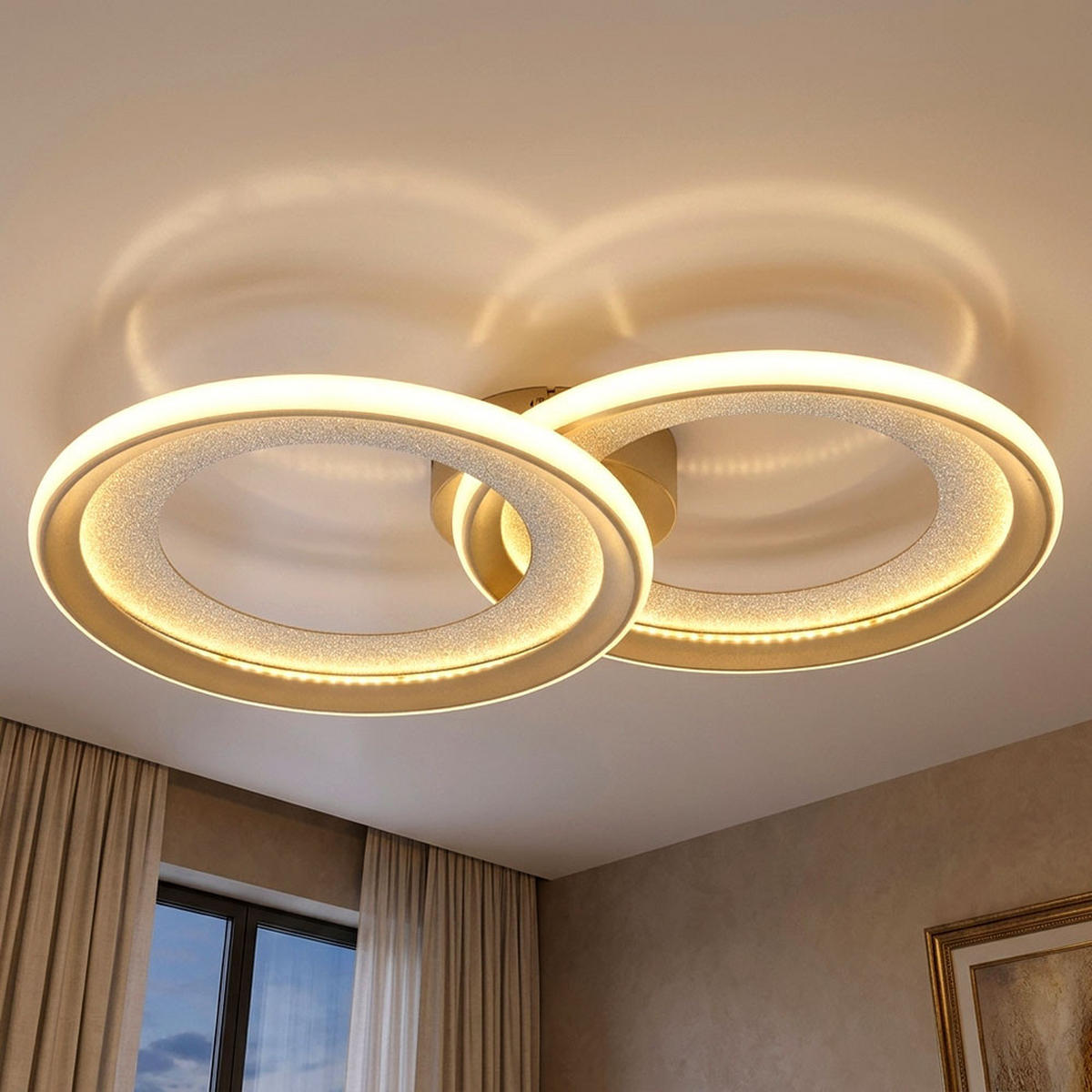 LED DECKENLEUCHTE GLITRA, Metall, Sand - Bernsteinfarben, Metall (52.5/31.5/9cm) - Globo Lighting