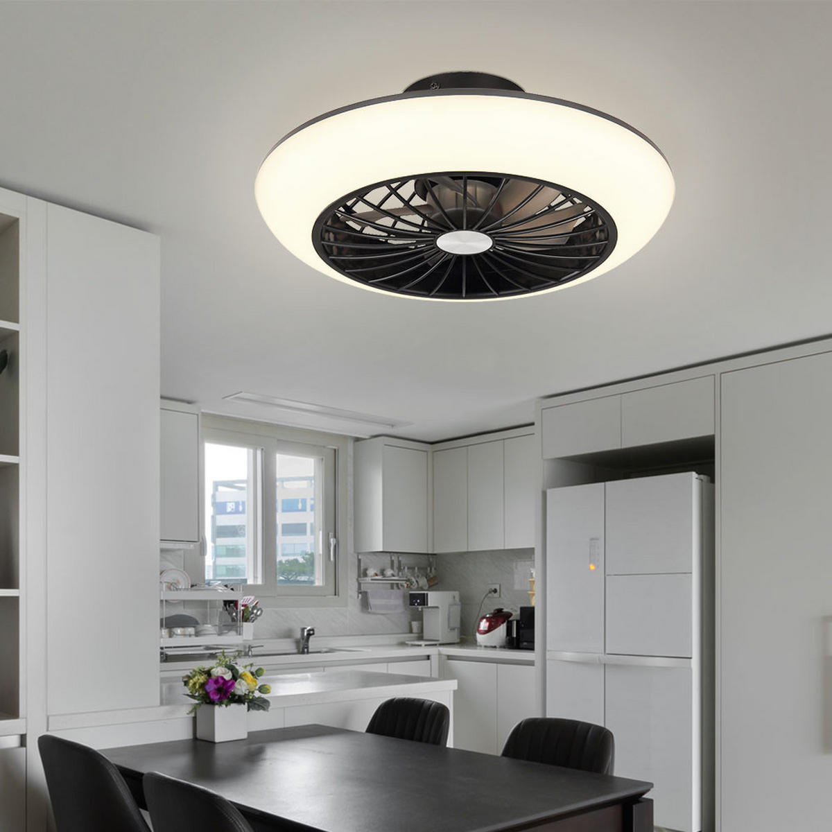 LED DECKENLEUCHTE LAFEE Schwarz Memory - Schwarz, Metall (30/30/10cm) - Globo Lighting