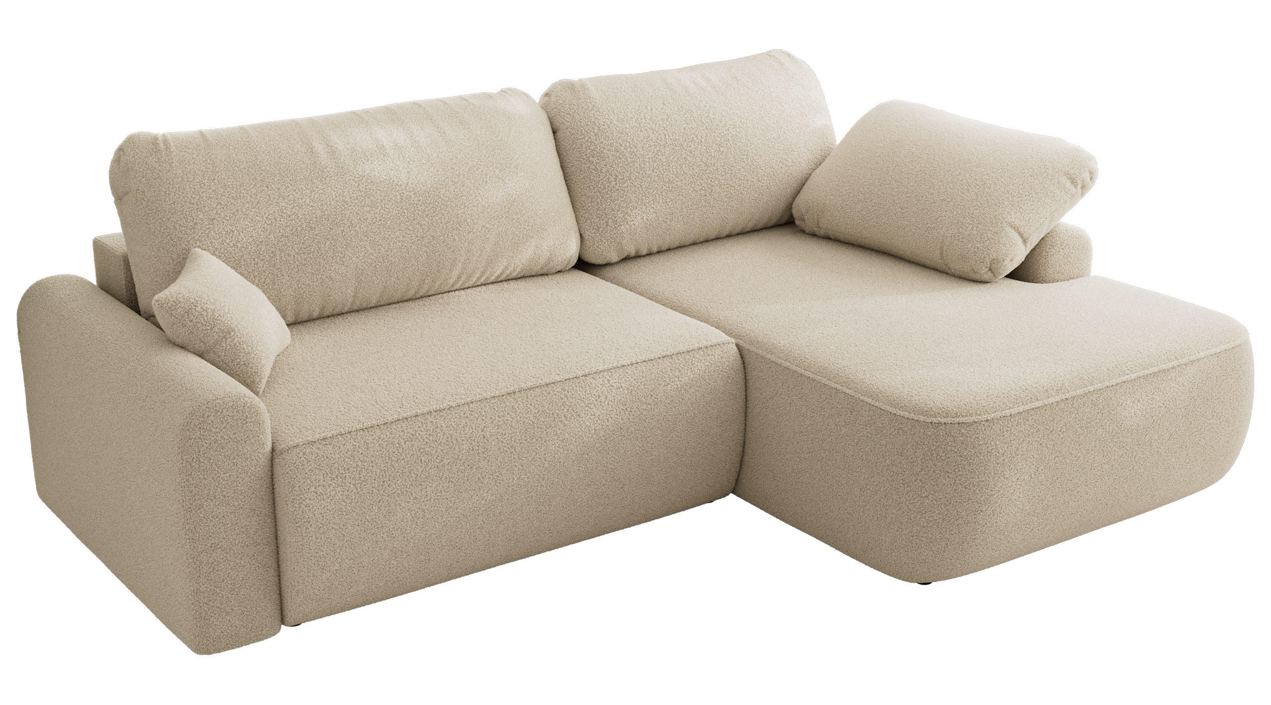 ECKSCHLAFSOFA CUBO L Beige Boucle - rechts - Beige/Schwarz, Kunststoff/Textil (187/273cm) - MKS