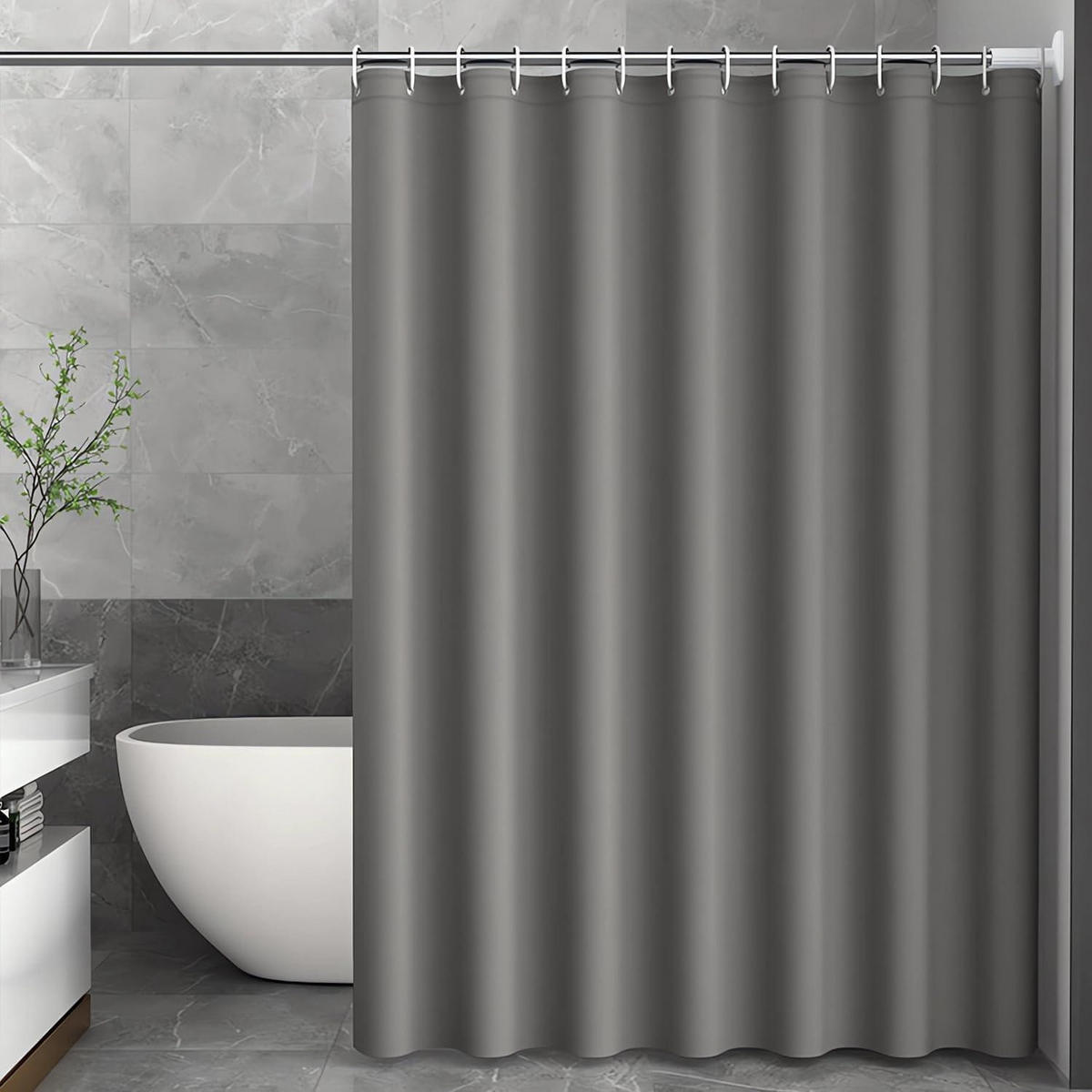 DUSCHVORHANG Dunkelgrau 280 x 200 cm Textil Wasserabweisend Waschbar - Anthrazit, Textil (280/200cm)