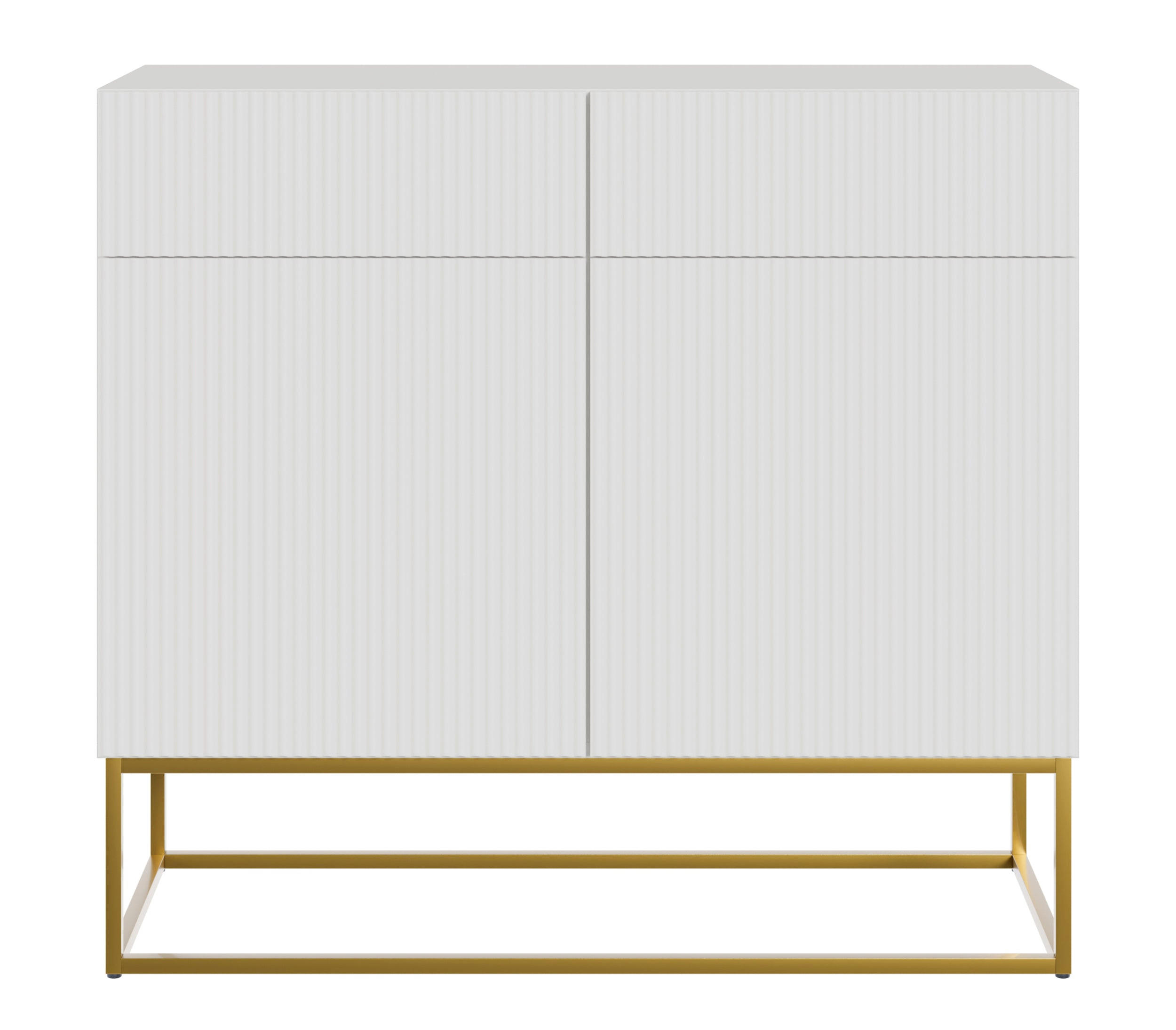 KOMMODE Veldio Weiß mit goldenem Metallgestell 100 cm - Goldfarben/Weiß, Holzwerkstoff/Metall (100/90/38cm) - Selsey