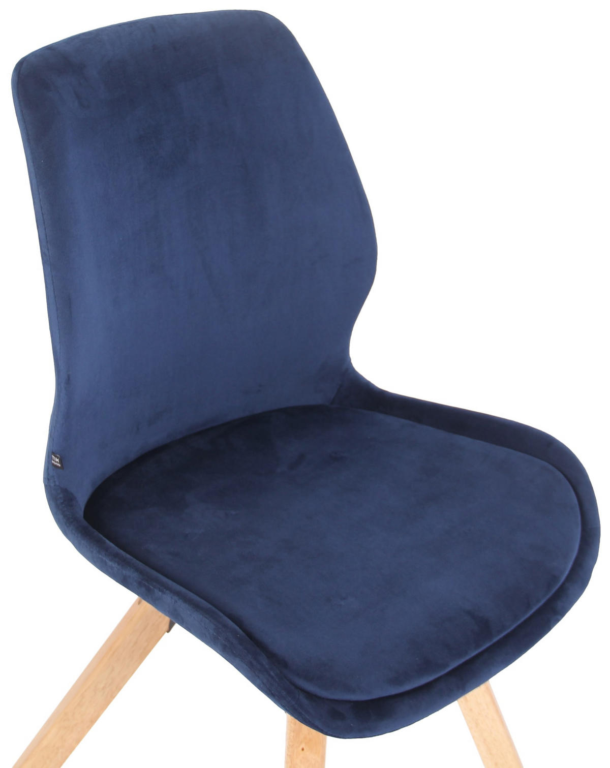 STUHL 4er Set Samt blau - Blau/Eukalyptusholzfarben, Holz/Textil (49/87.5/58cm) - CLP