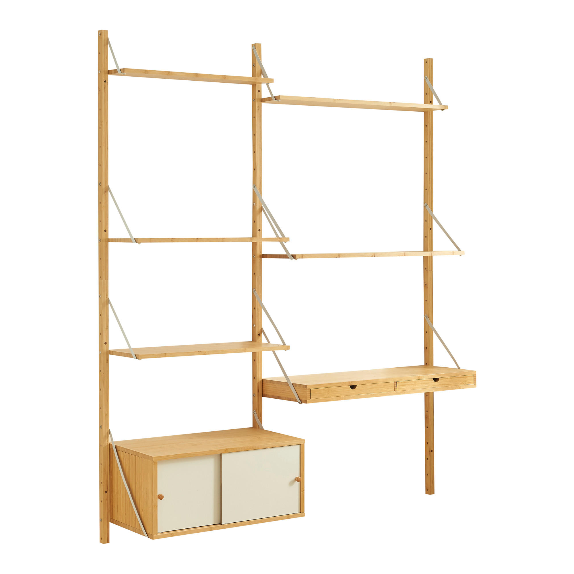 WANDREGAL Tingvoll - Naturfarben, Holz (147/176/34cm) - [en.casa]