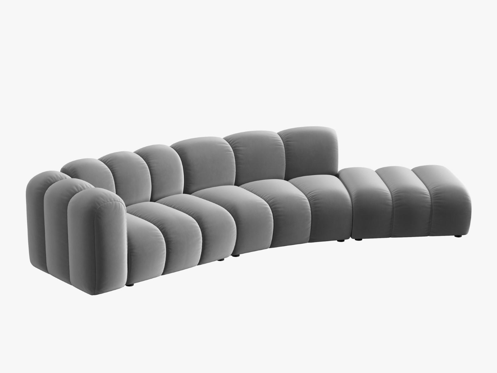 SOFA modular rechts Lupine aus Samt grau 5 Sitzplätze - Grau, Textil (166/70/335cm) - Micadoni