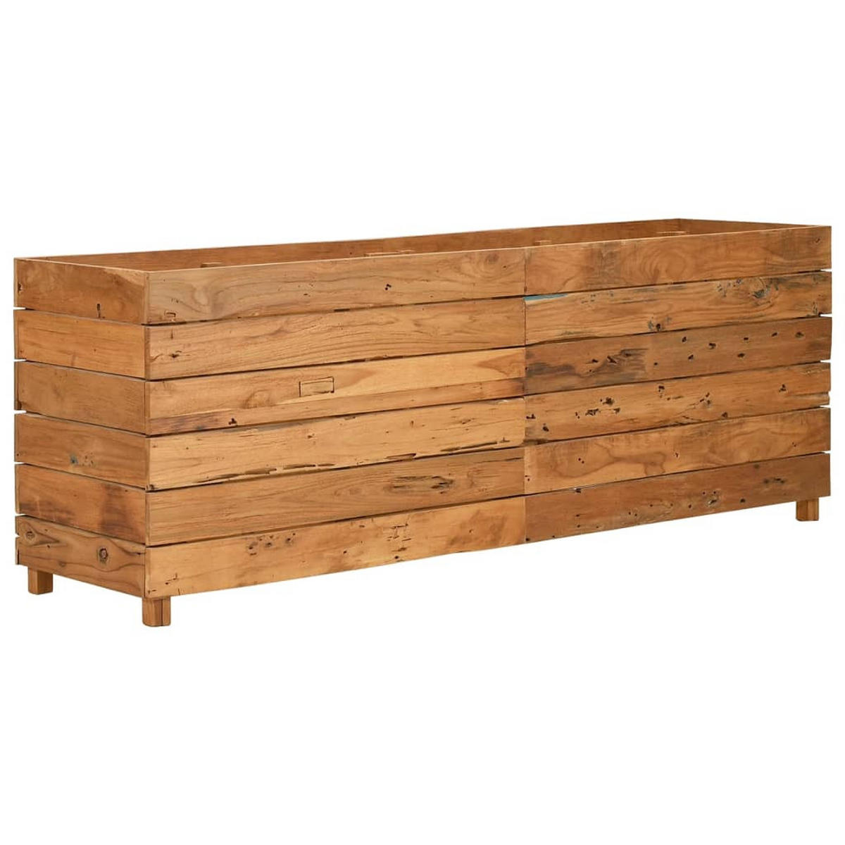 HOCHBEET 150x40x55 cm Teak Altholz und Stahl - Braun, Holz (40/55/150cm) - furnicato