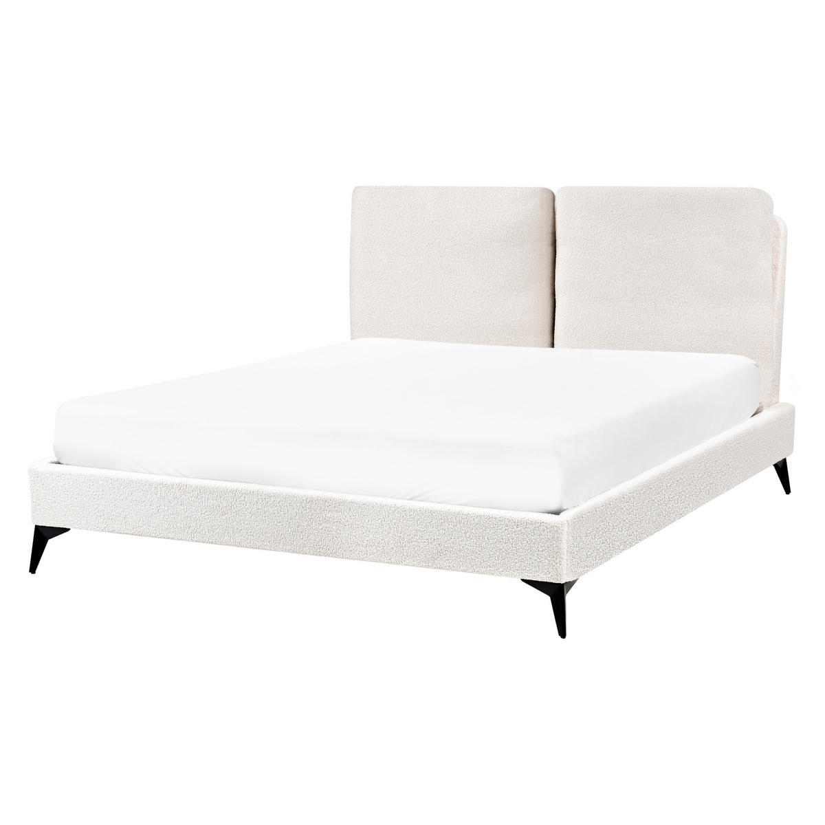 POLSTERBETT mit Lattenrost 140/200 cm Weiß Melle - Creme, Textil (140/200cm) - Beliani