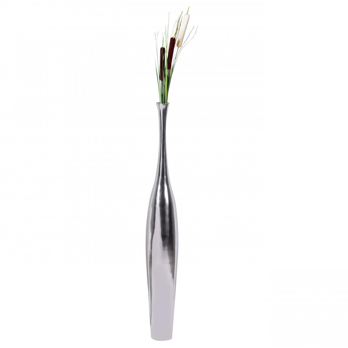 VASE Aluminium Modern Stil Modell BOTTLE S Silber mit einer Öffnung - Silberfarben, Metall (100cm) - KADIMA DESIGN