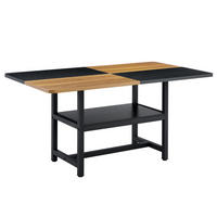 JEDÁLENSKÝ stôl 160/90/76 cm čierna/drevo, MDF/kov, s úložným regálom - čierna, kompozitné drevo (160/90/76cm) - BEAOK