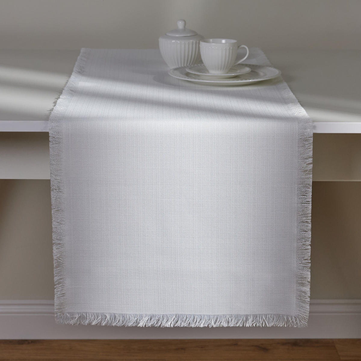 TISCHLÄUFER Arata - Weiß, Textil (180/35/1cm) - home&you