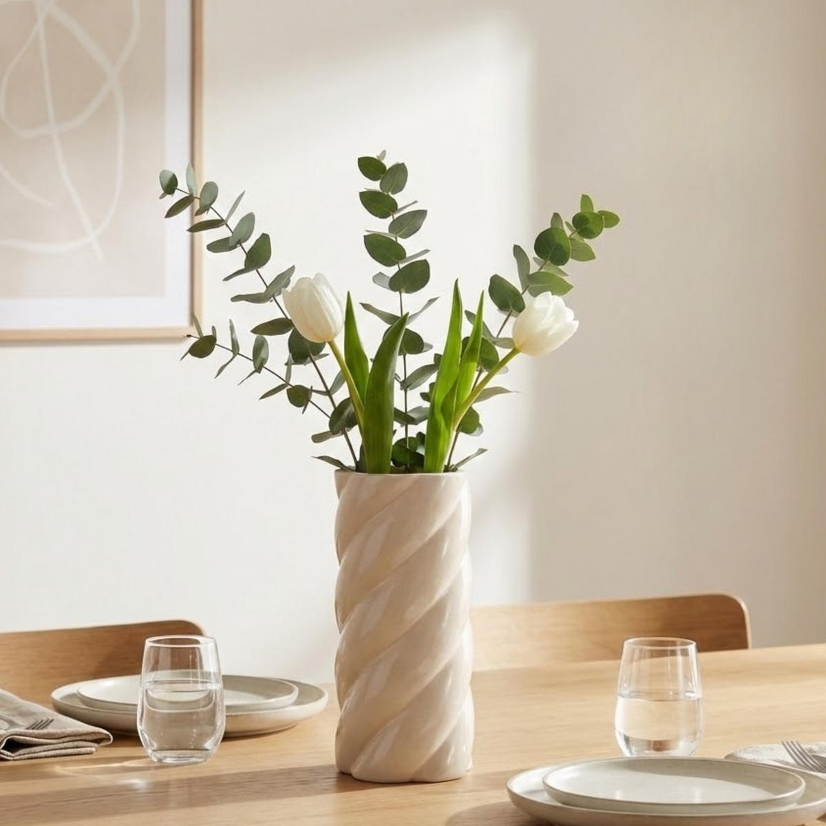 KERAMIKVASE 12/12/25,5 cm - Beige, Keramik (25.5cm) - Home Styling Collection