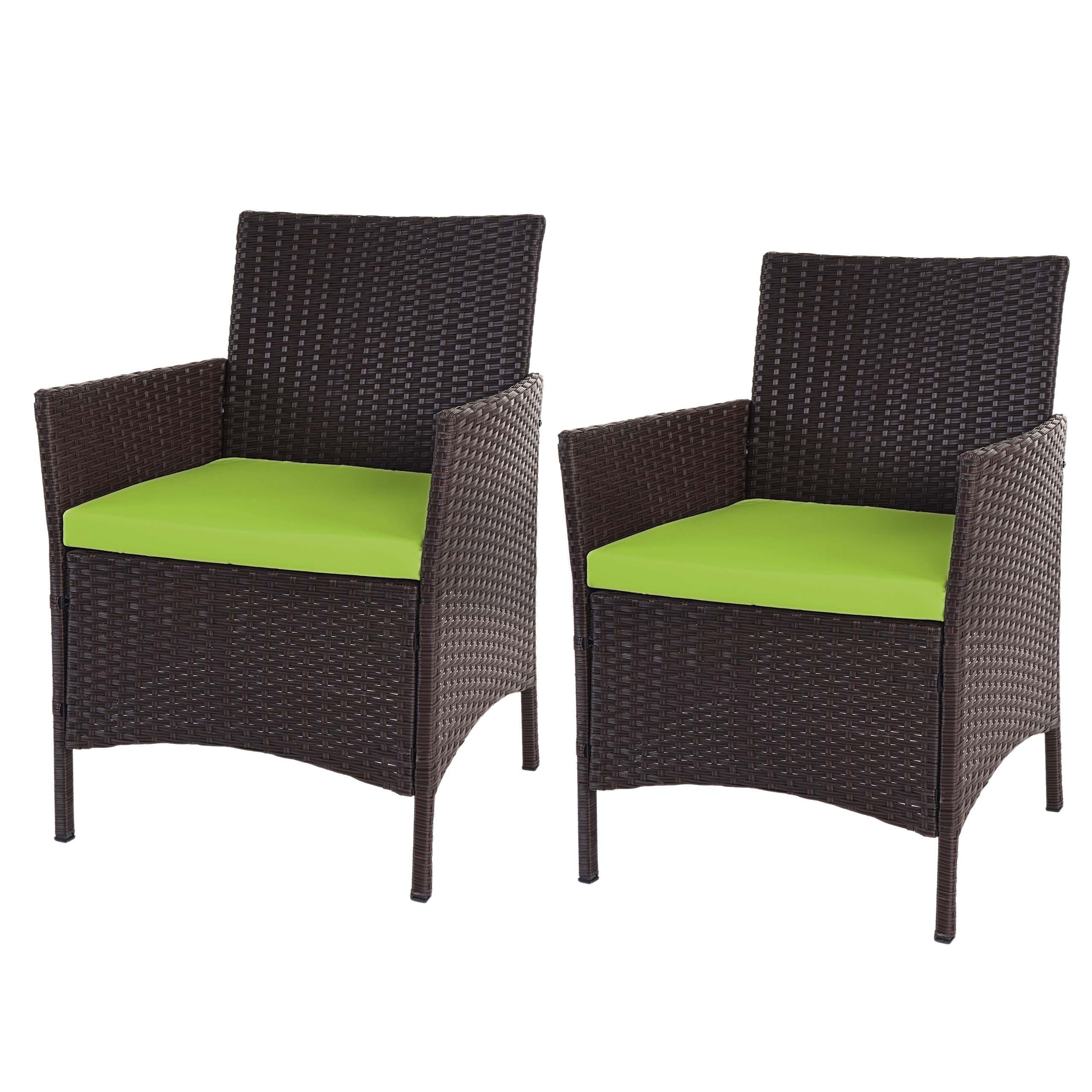 POLY-RATTAN SESSEL HALDEN Braun, Grün 2er-Set - Braun/Grün, Kunststoff (59/83/60cm) - MCW