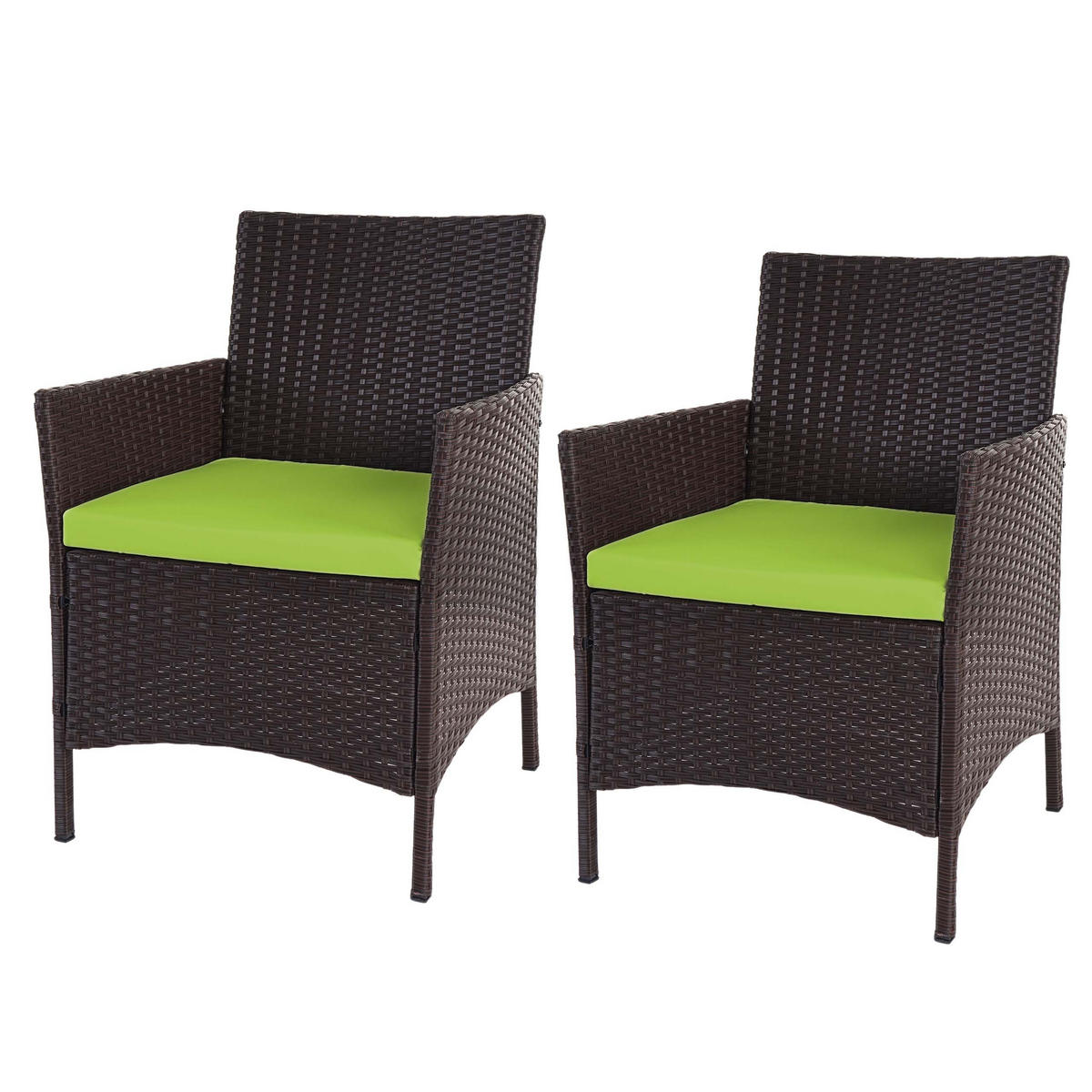 POLY-RATTAN GARTEN-GARNITUR Braun - Braun/Grün, Kunststoff - MCW