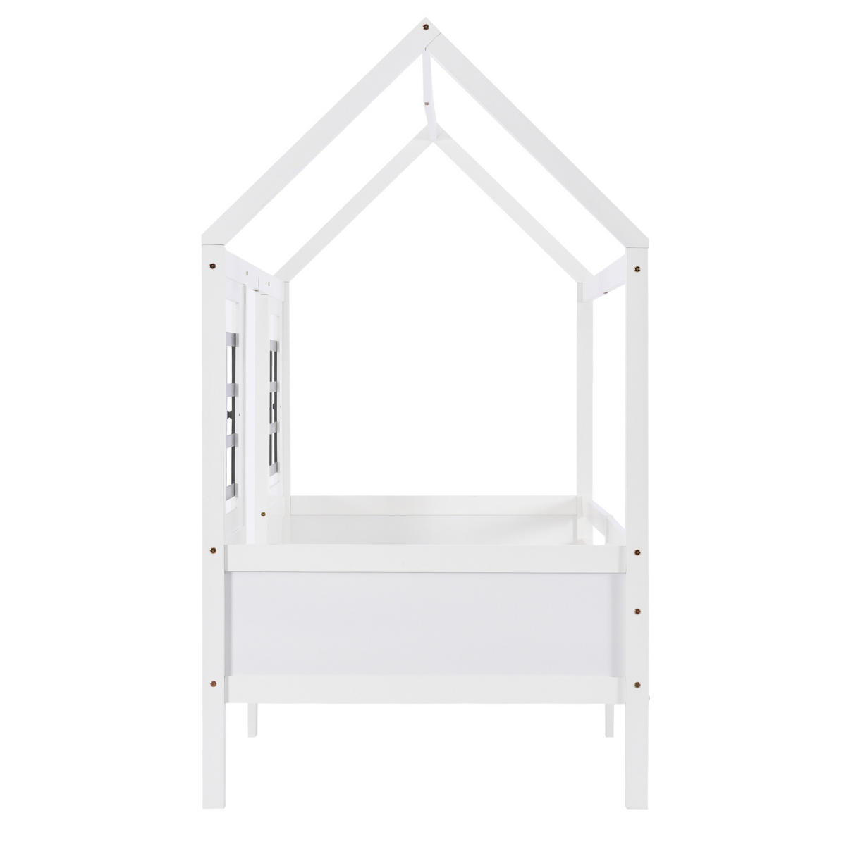 HAUSBETT 90/200 cm mit 2 Schubladen und Doppelfenstern aus Kiefer und MDF, Weiß - Weiß, Holzwerkstoff (90/200cm) - Redom