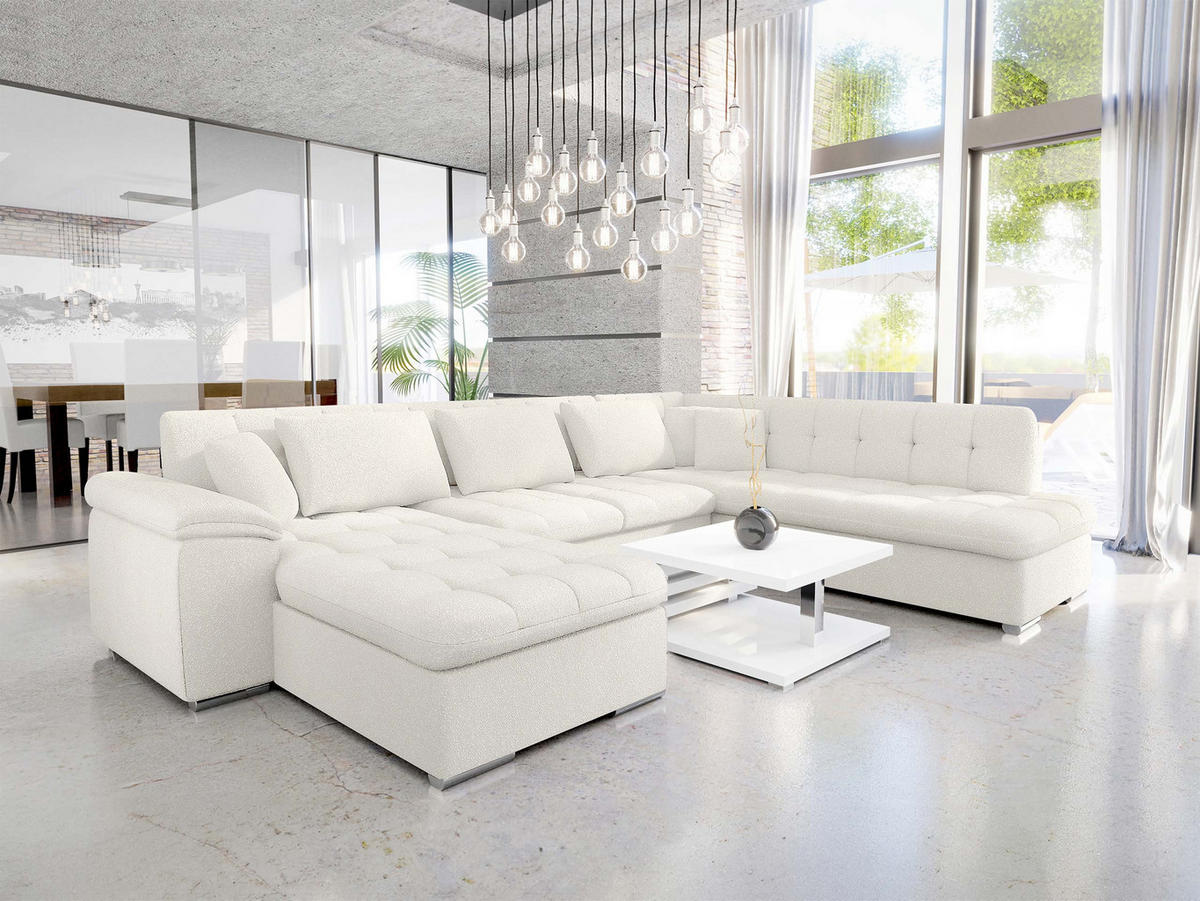 WOHNLANDSCHAFT Niko Bis Premium, Seite: Links - Creme, Holz/Textil (348/76/205cm) - MIRJAN24