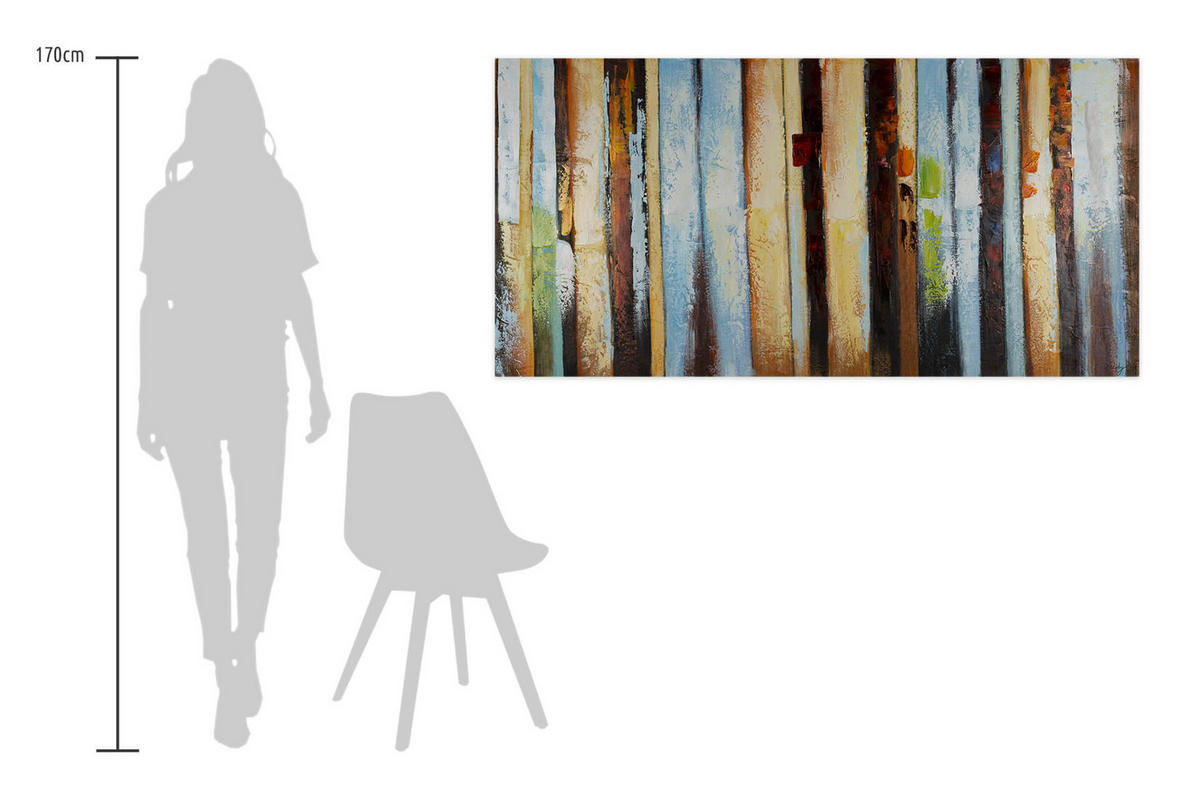 ÖLGEMÄLDE 140/70 cm - Blau/Gelb, Holz/Textil (140/70cm) - KUNSTLOFT