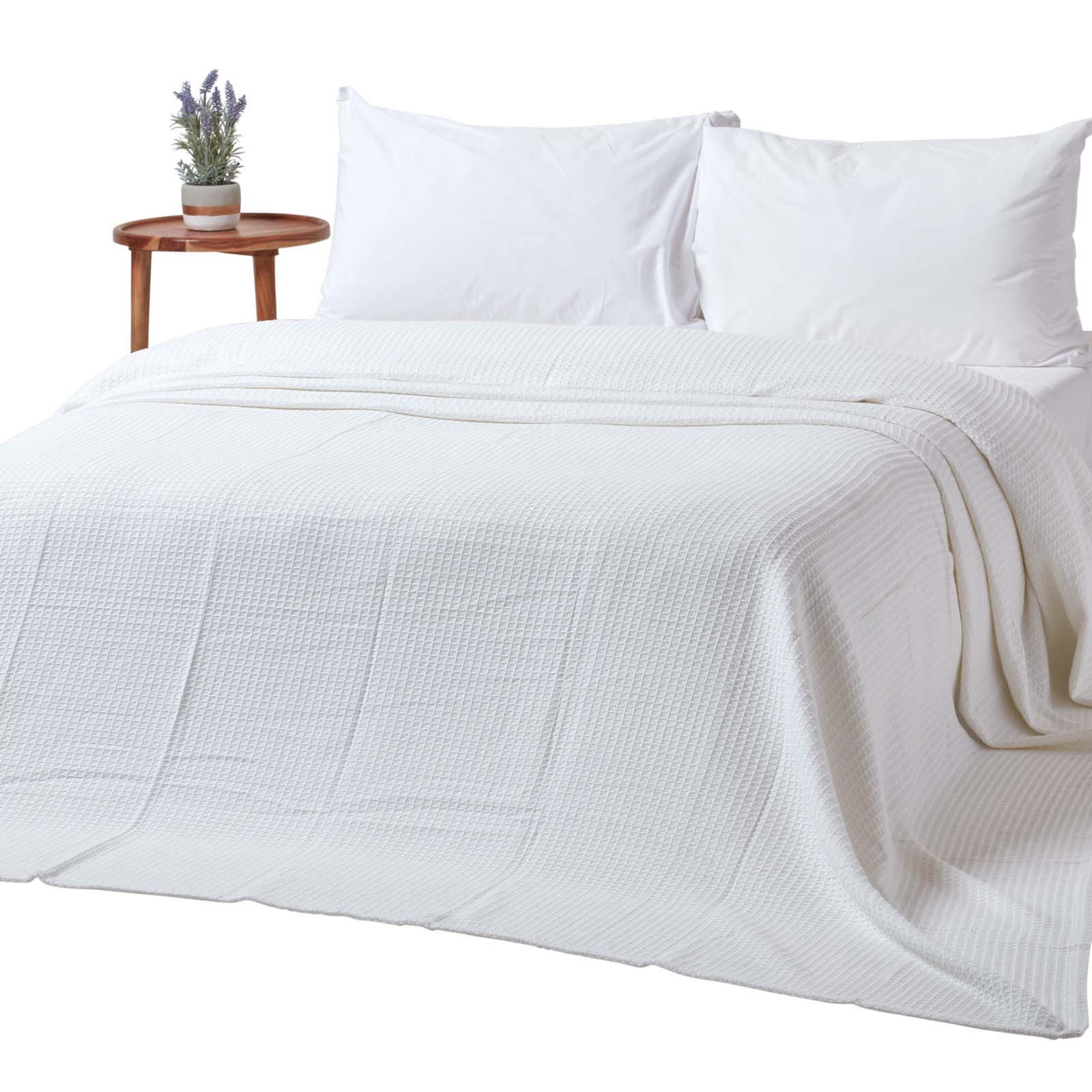 BIO-WOHNDECKE Waffelpiqué 230/280 cm - Weiß, Textil (280/230cm) - Homescapes