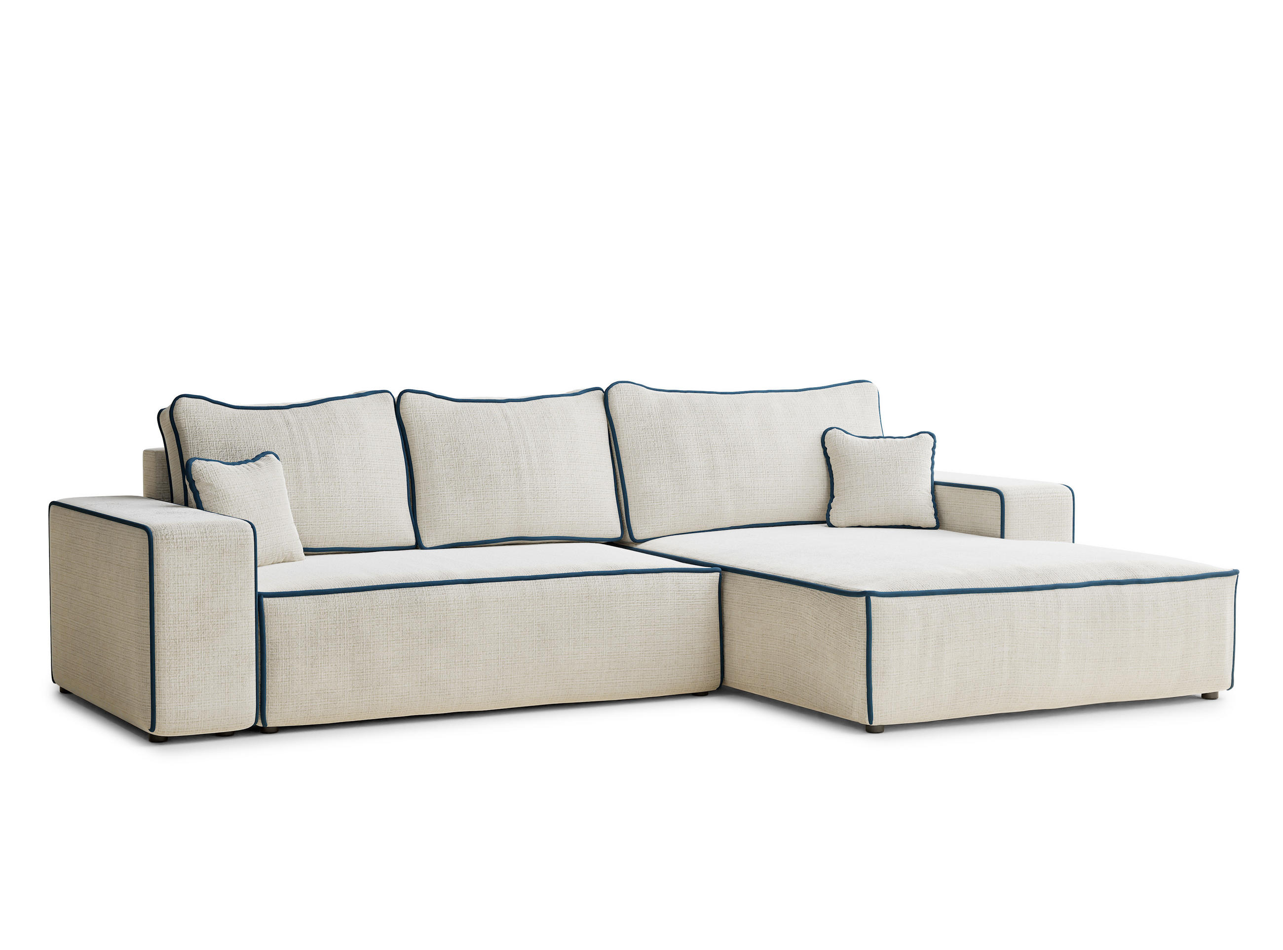 ECKSOFA MIT SCHLAFFUNKTION Modo Braun Chenille-Stoff - Rechts Seite - Ecru/Schwarz, Holz/Holzwerkstoff (294/185cm) - Maison de Reve