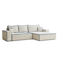 ECKSOFA MIT SCHLAFFUNKTION Modo Braun Chenille-Stoff - Rechts Seite - Ecru/Schwarz, Holz/Holzwerkstoff (294/185cm) - Maison de Reve