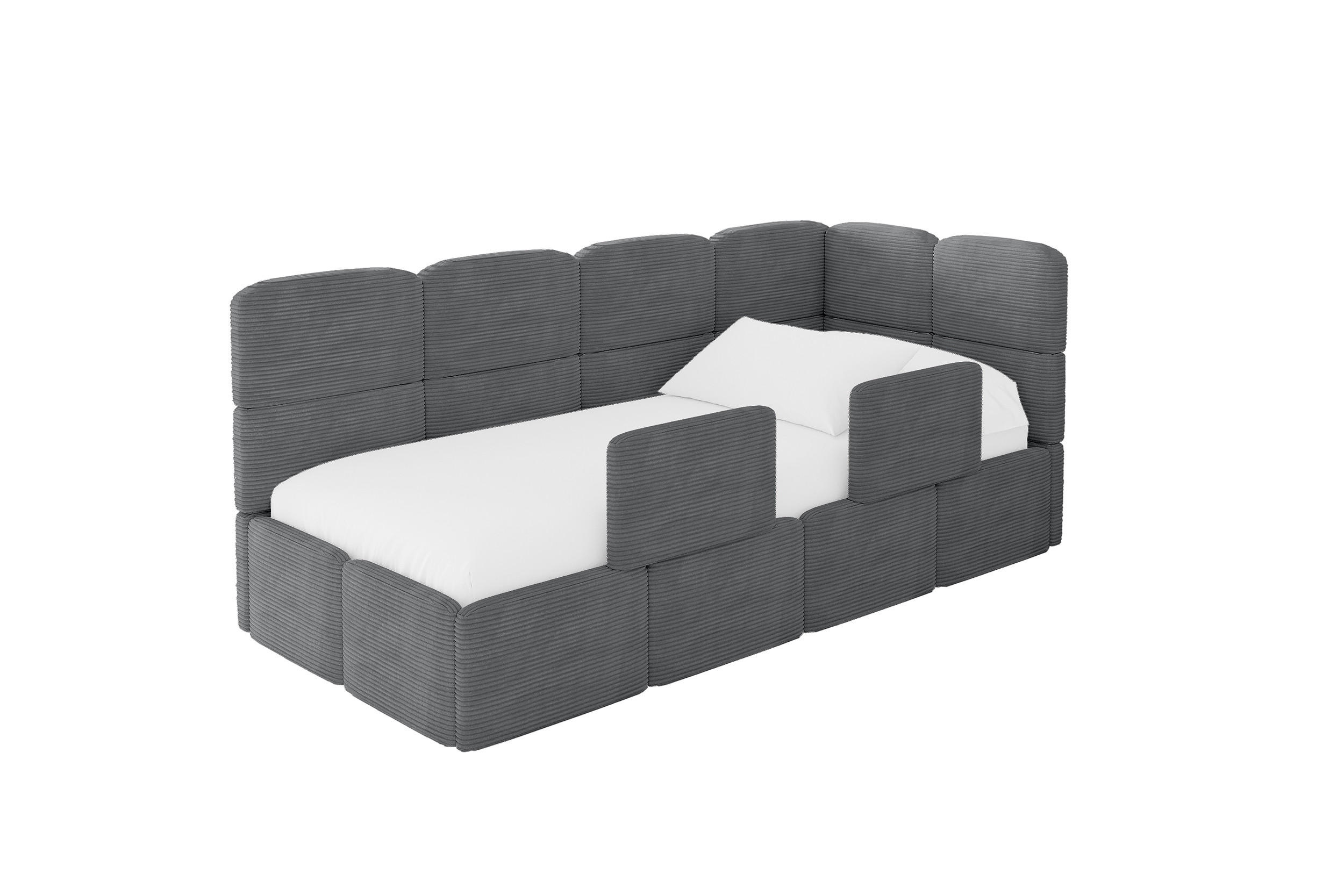ALTDECOR JEDNOLŮŽKOVÁ POSTEL pro mládež s úložným prostorem, vlevo - KIVY 100x200 tmavě šedá