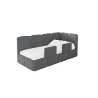 EINZELLBETT Jugendbett mit Bettkasten, Links - KIVY 90x200 Dunkelgrau - Dunkelgrau, Holzwerkstoff/Textil (90/200cm) - ALTDECOR