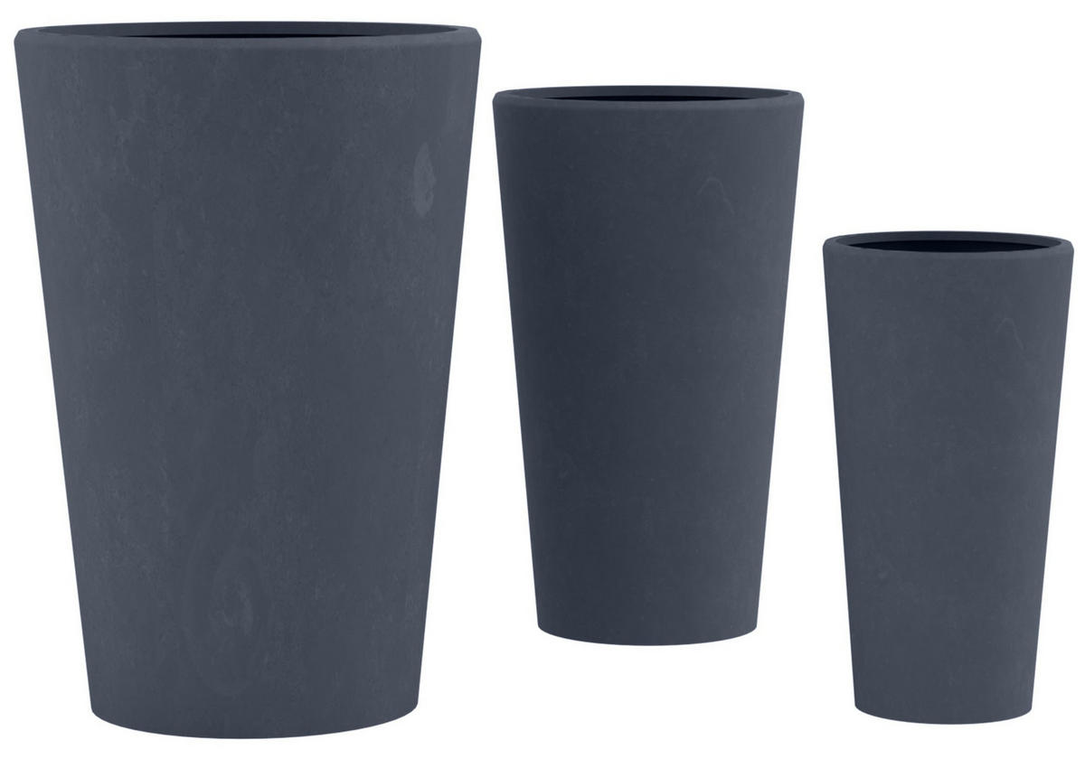 PFLANZKÜBEL 3er Set Anthrazit - Anthrazit, Kunststoff (41/61cm) - CLP