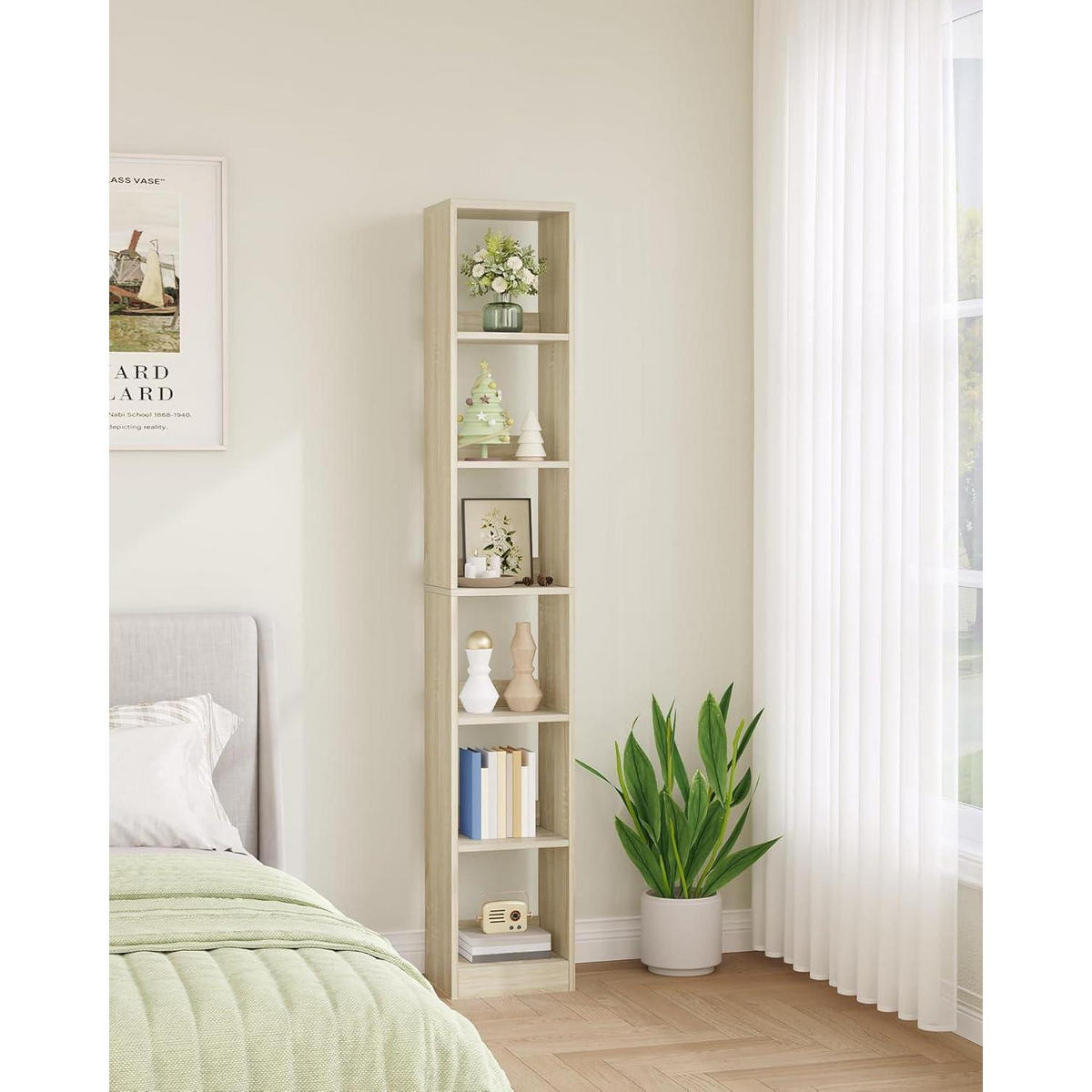 BÜCHERREGAL 6-stöckig Eichenbeige 24 x 30 x 183 cm - Beige, Holzwerkstoff (30/183/24cm)