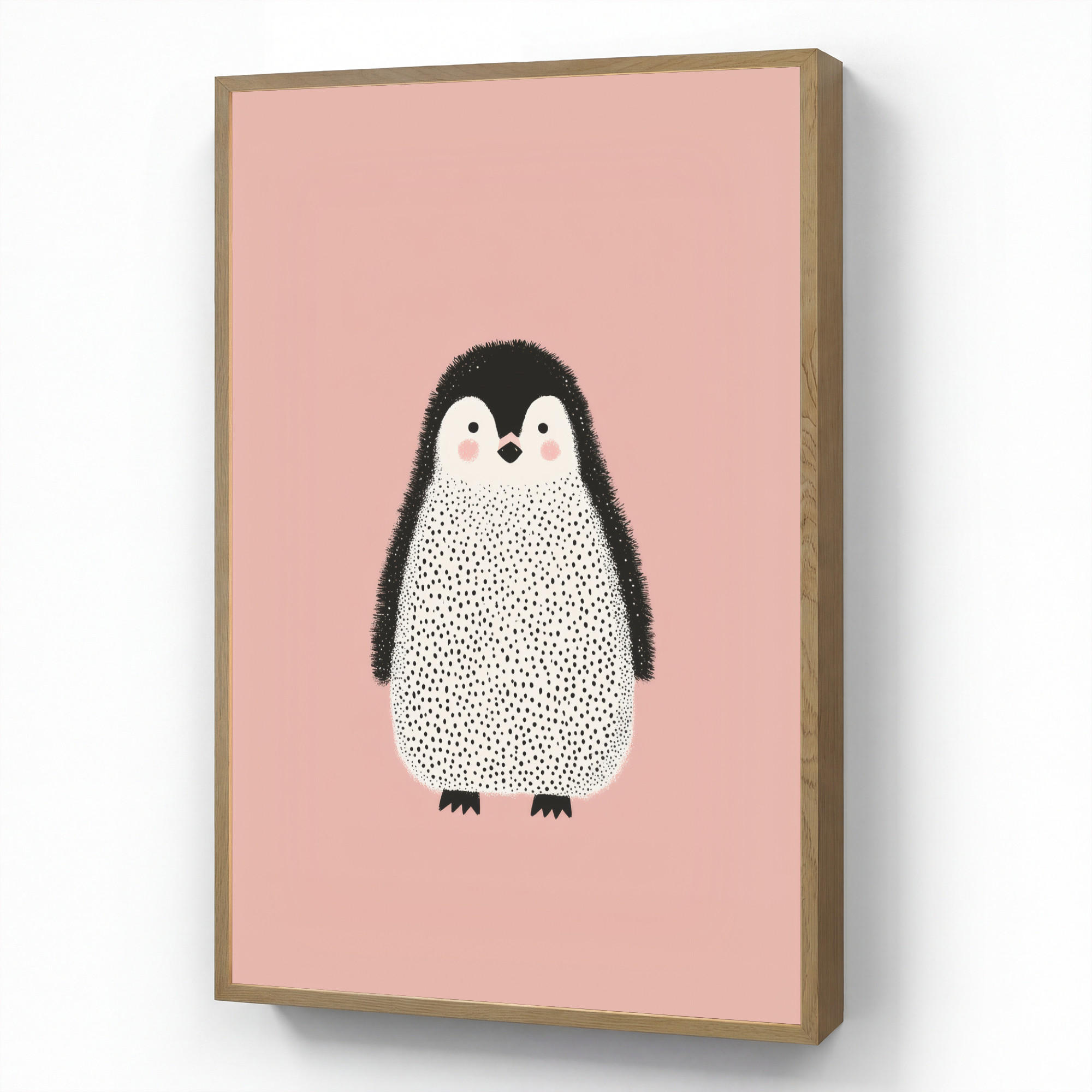 OnlyWow DOBÍJECÍ NOČNÍ LAMPIČKA Tučňák - Tečky - Minimalistický - Růžový 70x100 cm