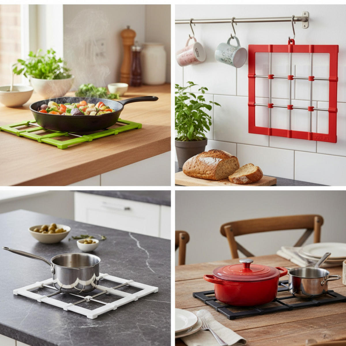 PFANNENUNTERSETZER 17,5 cm Silikon Weiß hitzebeständig rutschfest - Weiß, Kunststoff (17.5/17cm) - Bodum