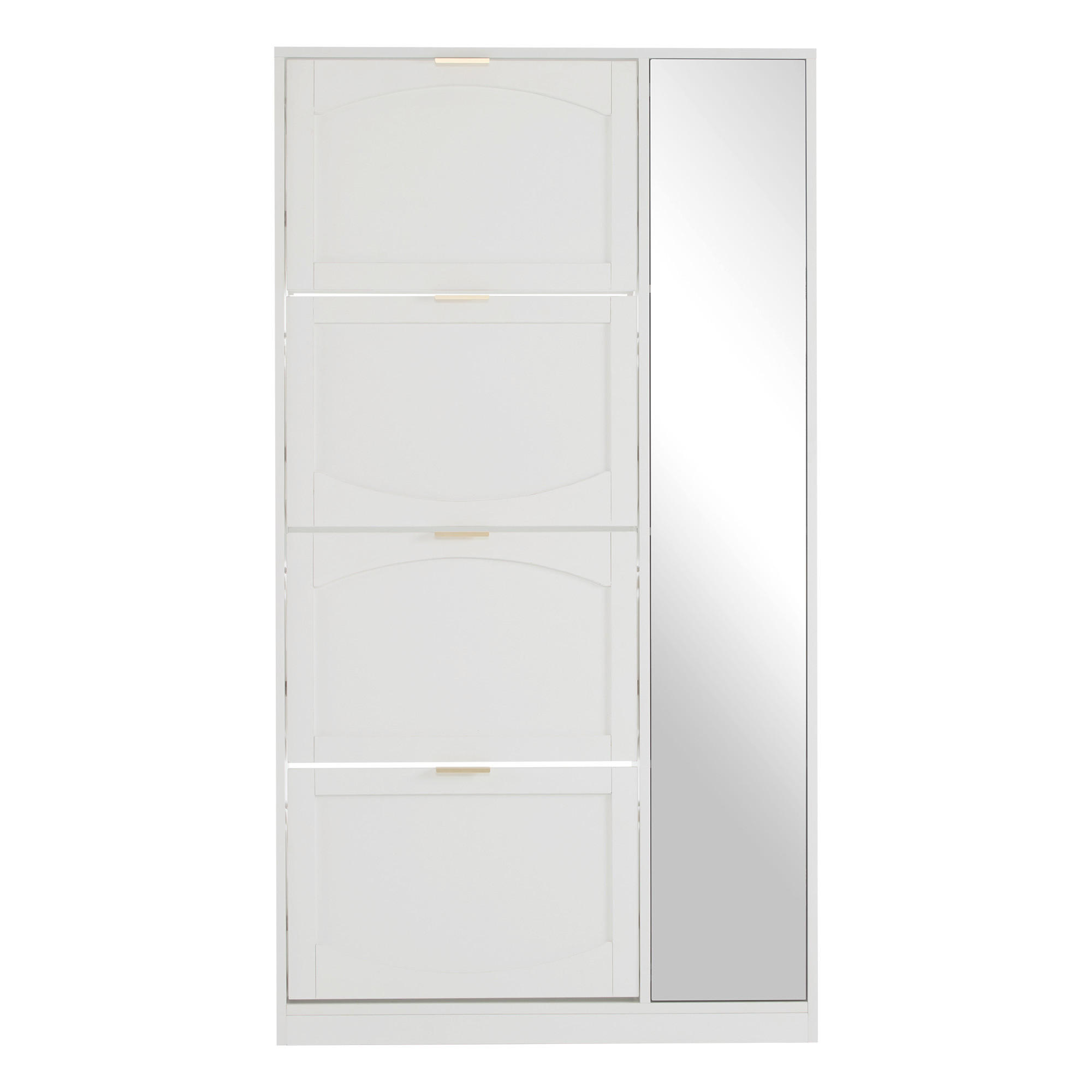SCHUHSCHRANK Weiß 80/24/147 cm mit Spiegel und 4 Klappen - Weiß, Holzwerkstoff (80/147/24cm) - PANGIVO